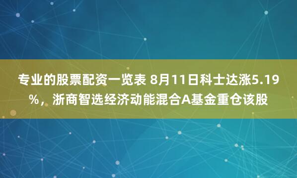 专业的股票配资一览表 8月11日科士达涨5.19%，浙商智选经济动能混合A基金重仓该股